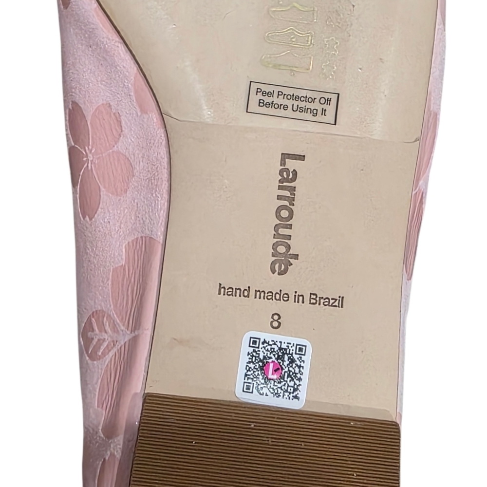 Larroudé Verona Mary Jane Ballet Flats - Sakura Pink Floral Jacquard 8 New​ - Picture 11 of 12